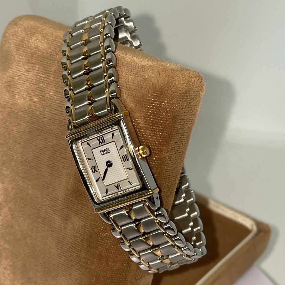 Vintage CROSS Swiss Timepiece Watch Stainless Steel Yellow Gold Water Resistant